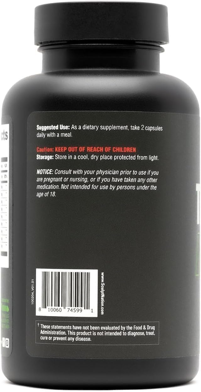 Sculpt Nation - Tribulus Terrestris Supplement with Ashwagandha, Tribulus Extract and American Ginseng Root - 60 Gluten Free Capsules - 2 Pack