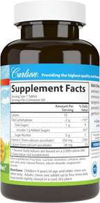 Carlson - Vitamina C Masticable para Niños, 250 mg, Sabor Mandarina, 60 tabletas vegetarianas
