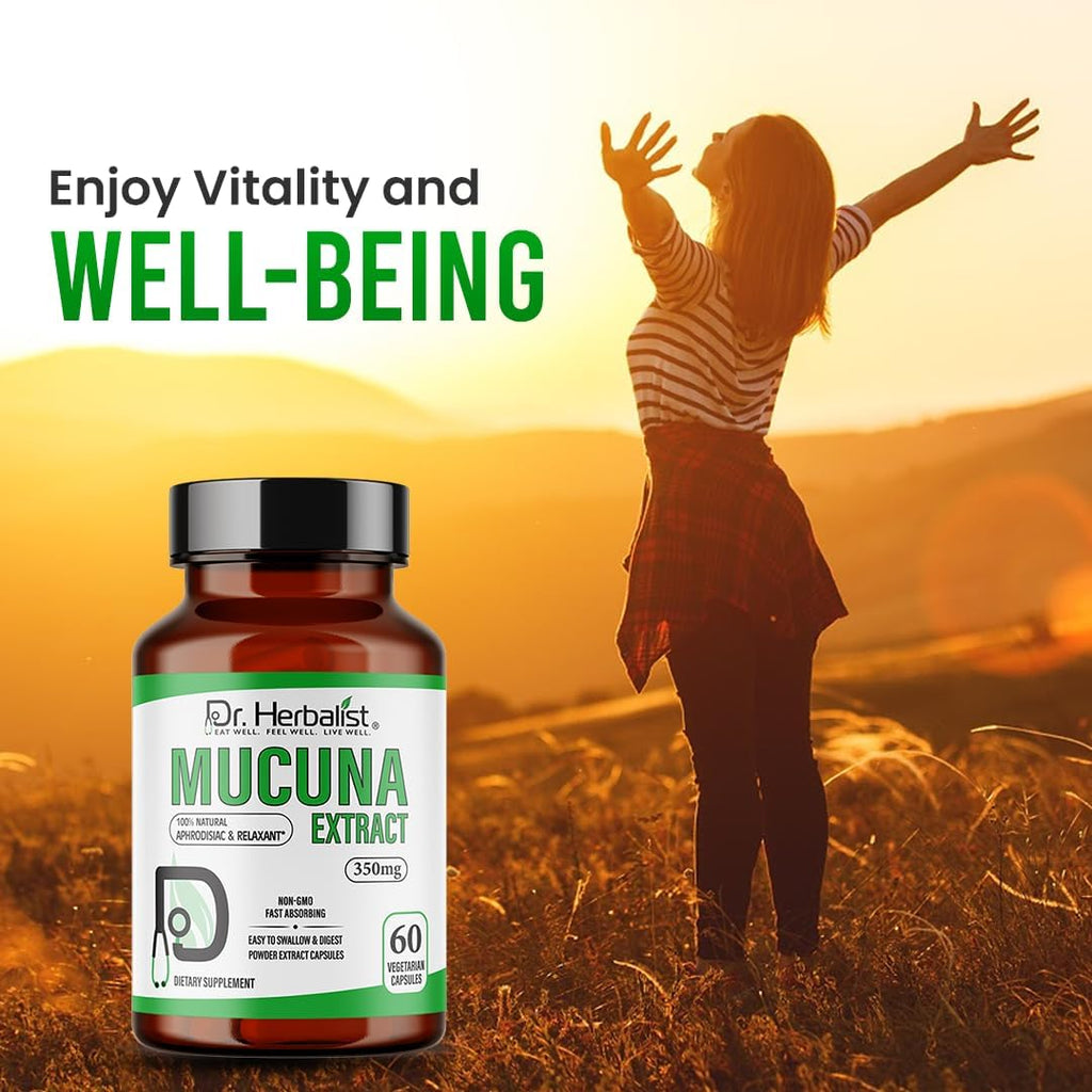 Dr. HERBALIST Extracto de Mucuna Pruriens 350mg - 60 Cápsulas Veganas | No Transgénico | Absorción Rápida