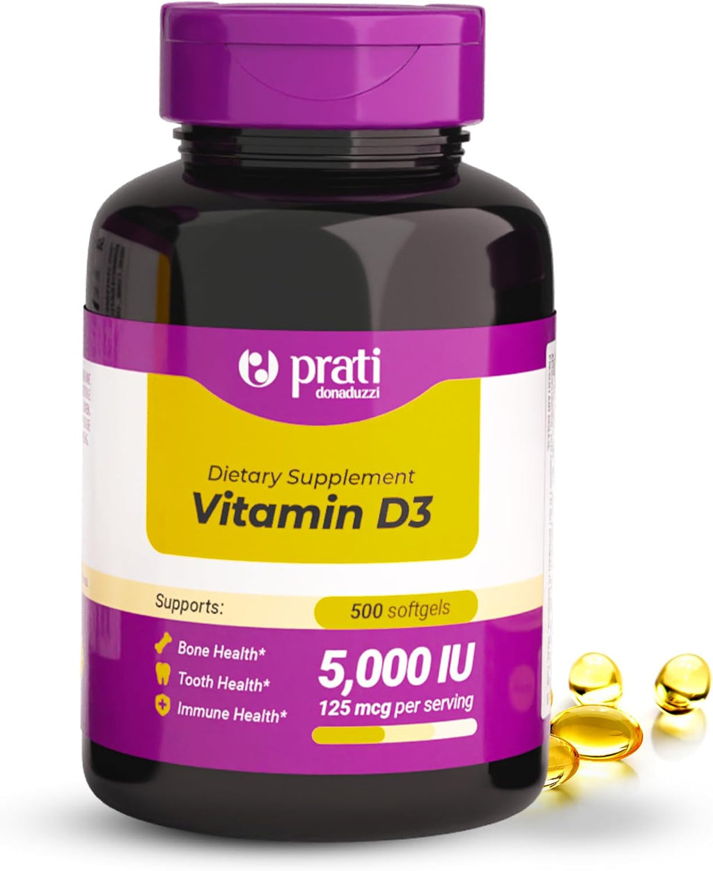Prati Donaduzzi Vitamina D3 5,000 UI (125 mcg) Softgels - 500 Cápsulas