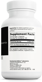 Davinci Labs Niacinamida | Suplemento de vitamina B3 | 500 mg por porción | 100 cápsulas vegetarianas