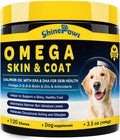 SHINEPAWS Omega 3 para Perros, Masticables de Aceite de Salmón con Omega 3 6 9 (EPA+DHA), Zinc, Biotina y Vitaminas E y C - 120 unidades, Sabor Pollo
