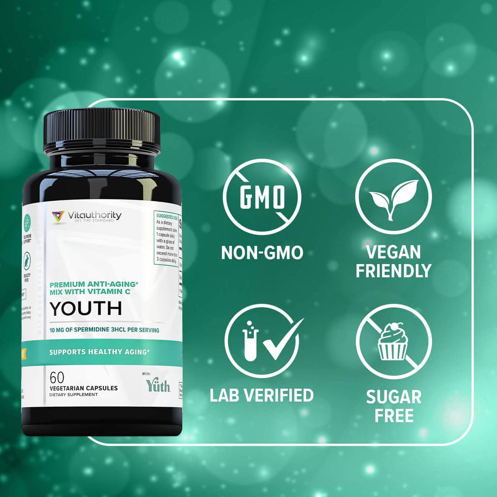 Vitauthority Espermidina 3HCL 99% - Apoyo Celular y Longevidad - 60 Dosis