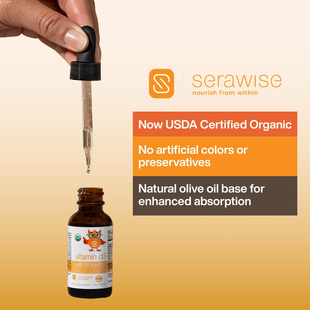 Serawise Organic Liquid Vitamin D3 with K2 - 30 ml