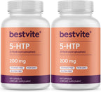 BESTVITE 5-HTP 200mg por Cápsula (240 Cápsulas) - Sin Estearatos - Sin OGM - Sin Gluten