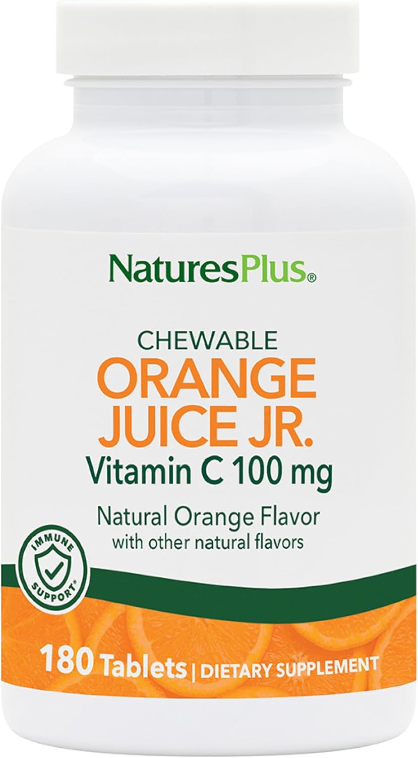 NaturesPlus Orange Juice Jr. - Pack de 2, 180 Comprimidos Masticables - 100 mg de Vitamina C - Vegetariano, Sin Gluten - 360 Porciones Totales