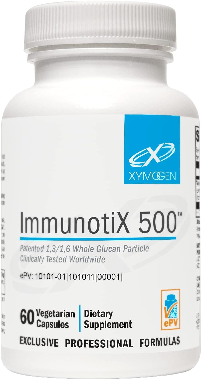 XYMOGEN ImmunotiX 500 - 500 mg Wellmune Beta-Glucan for Daily Immune Support - 60 Vegetarian Capsules