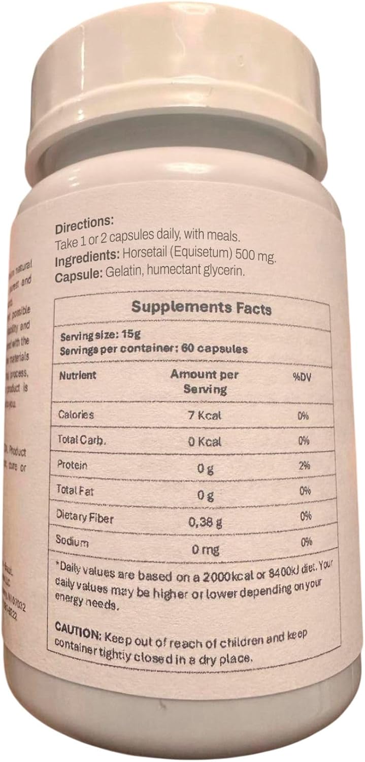 Cápsulas de Cola de Caballo (Equisetum) 500 mg, 60 cápsulas