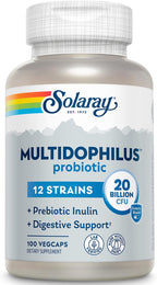 SOLARAY Multidophilus Probiotic 12 Strains 20B CFU with Inulin – 50 Enteric Capsules