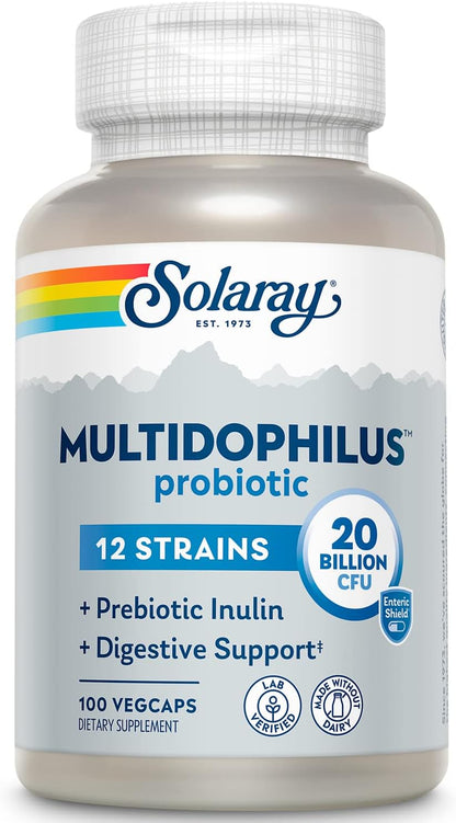 SOLARAY Multidophilus Probiótico 12 Cepas 20B UFC con Inulina – 50 Cápsulas Entéricas – Image 7