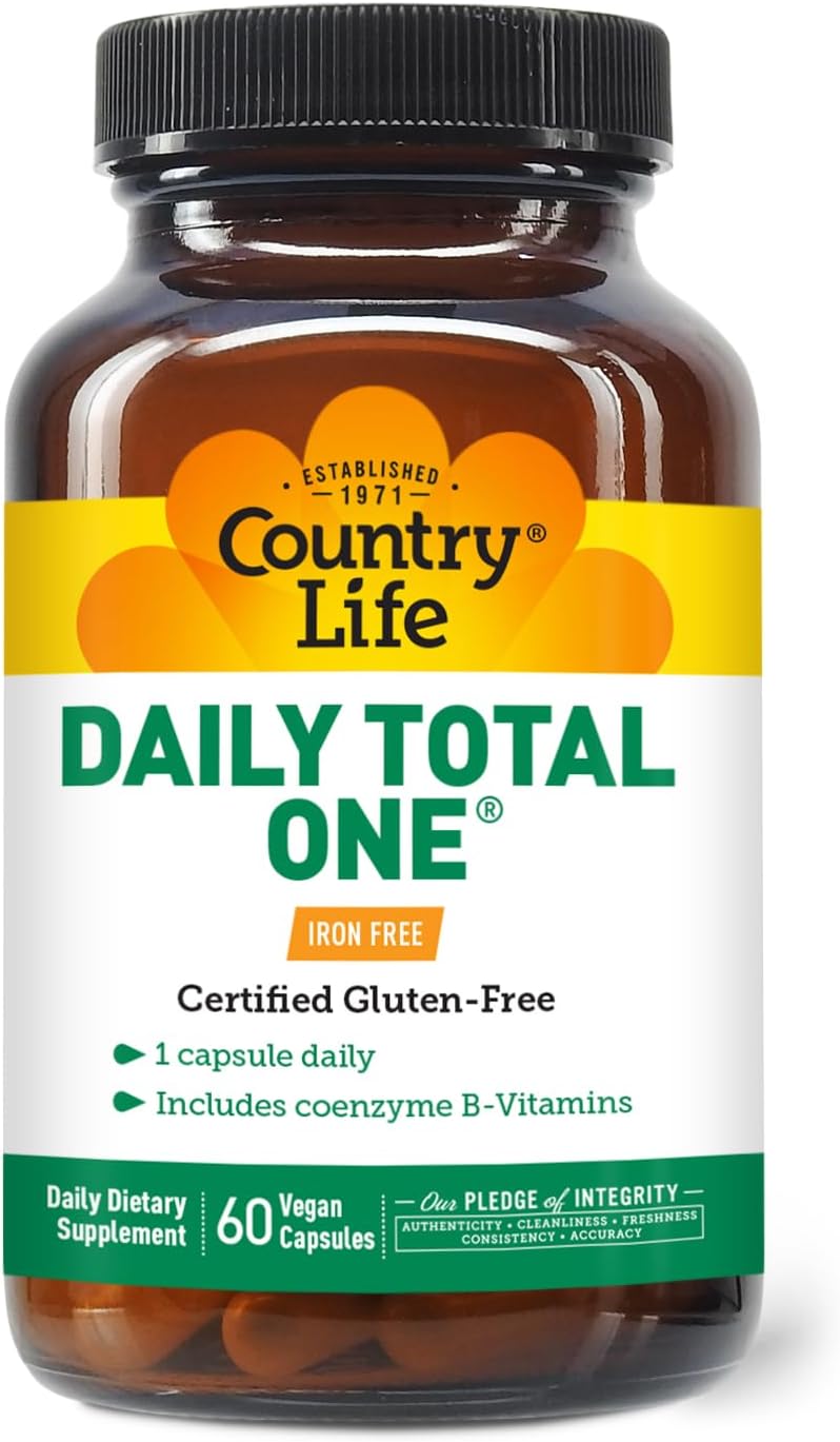 Country Life Daily Total One Multivitamínico Sin Hierro, 60 Cápsulas Veganas