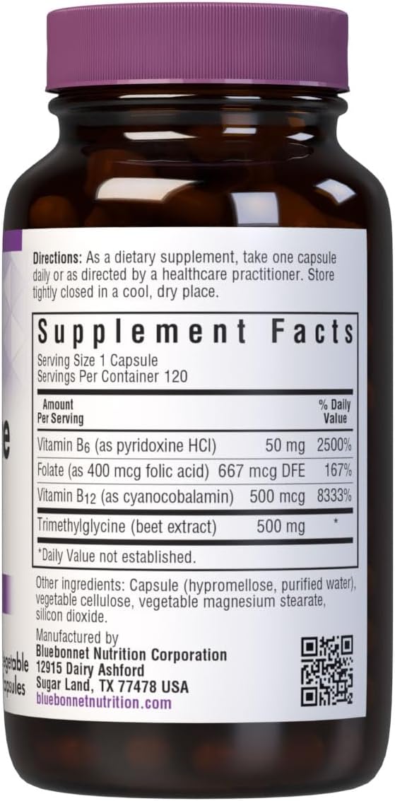 Bluebonnet Homocysteine Formula, 120 Vegetable Capsules