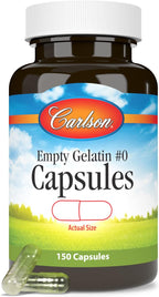 Empty Gelatin Capsules Size #0 - Carlson - 150 Capsules