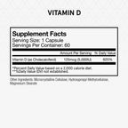 Momentous Vitamina D3 5000 UI - 60 cápsulas - Certificado NSF para deporte