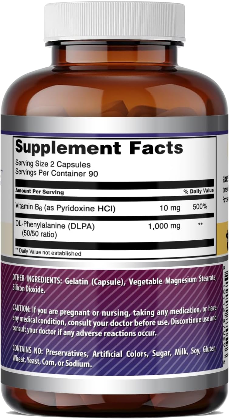Amazing Formulas DLPA 1000 mg | DL-Fenilalanina | 180 Cápsulas