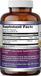 Amazing Formulas DLPA 1000 mg | DL-Fenilalanina | 180 Cápsulas