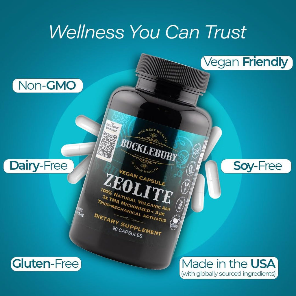 BUCKLEBURY Cápsulas de Zeolita Micronizada - Complemento Alimenticio para Adultos - 90 Cápsulas Veganas
