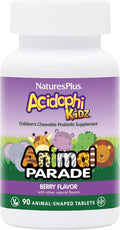 Nature's Plus Animal Parade AcidophiKidz - Probióticos infantiles masticables sabor bayas - 90 comprimidos