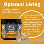 PeakTails Senior Multivitamin para Perros – 350 Comprimidos Masticables con MSM y Superóxido Dismutasa