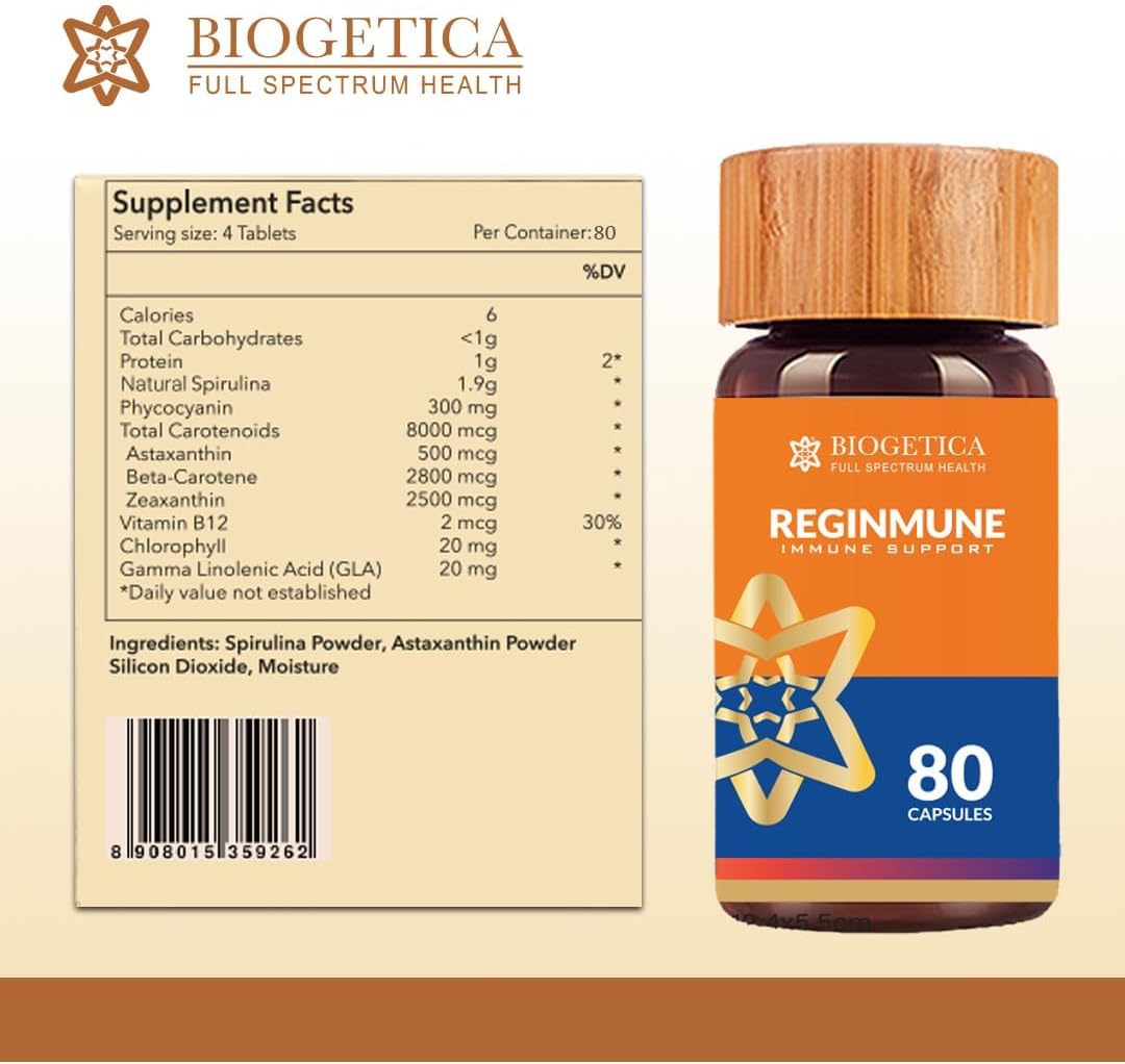 Biogetica Reginmune - Complemento de Apoyo Inmunitario Natural con Zinc, Magnesio y Equinácea - Cápsulas Veganas - 80 Unidades