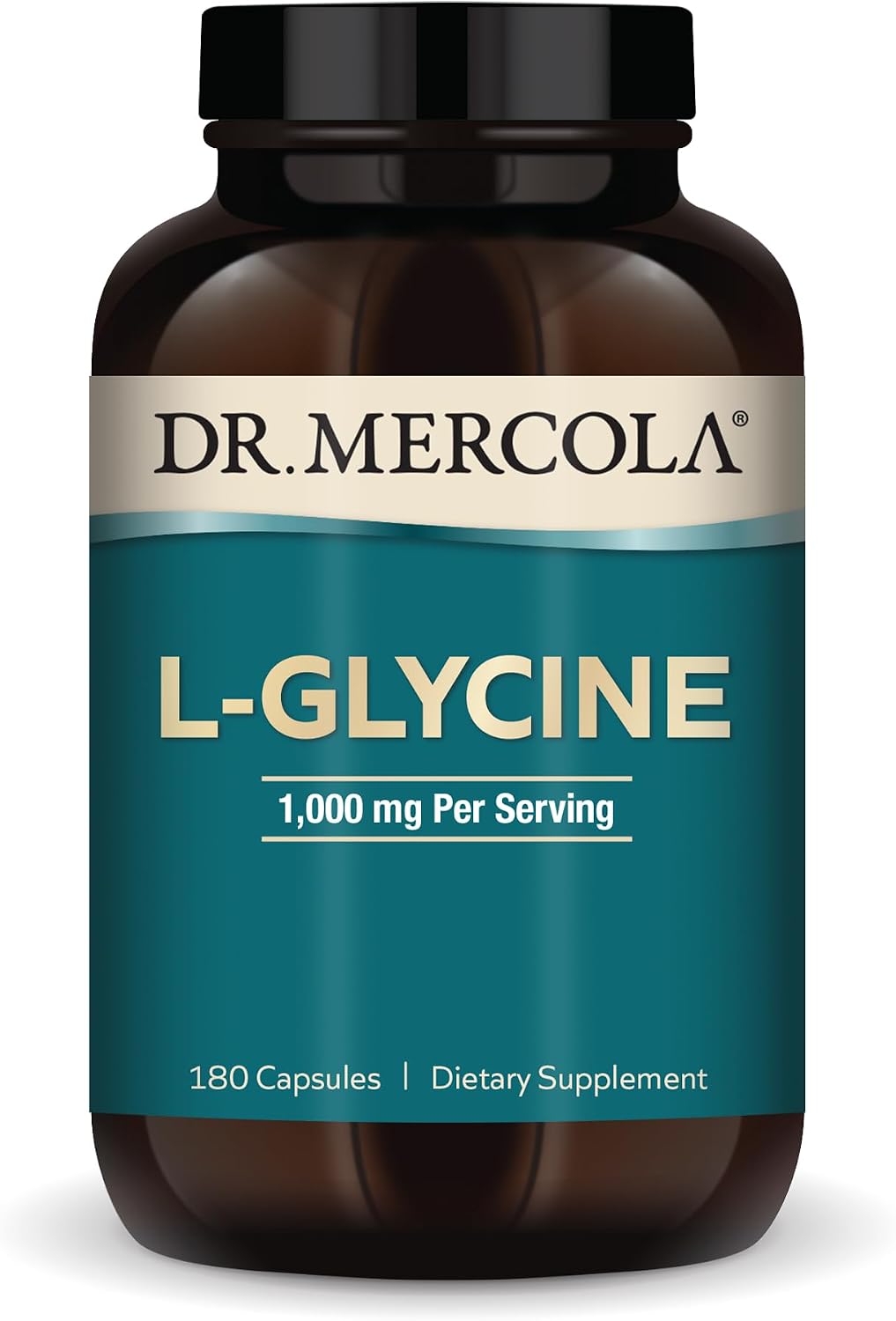 Dr. Mercola L-Glicina - Suplemento de aminoácido - 180 Cápsulas (90 porciones)