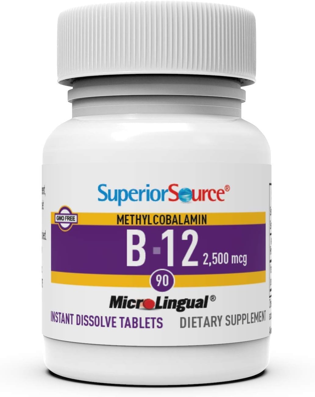 Superior Source Vitamina B12 Metilcobalamina 2500 mcg Comprimidos Sublinguales, 90 Unidades