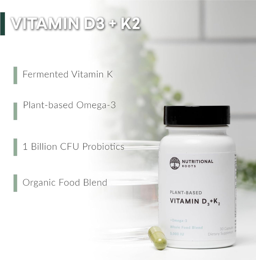Nutritional Roots Vitamina D3 K2 MK7 5000 UI – 60 Cápsulas