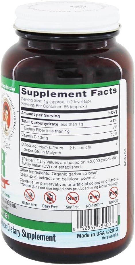 Natren Bifido Factor - Probiótico Bifidobacterium sin Lácteos, 85g (3 oz)