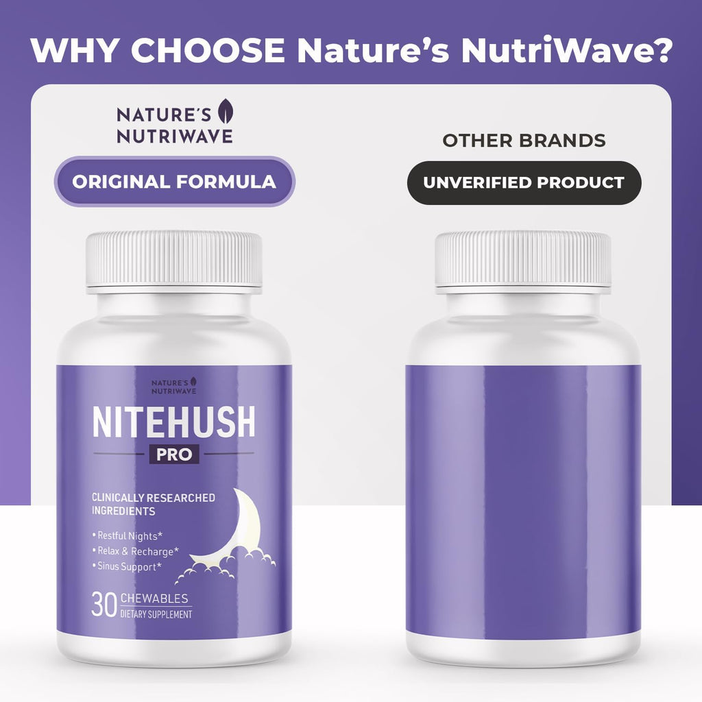 NiteHush Pro – Comprimibles de Extracto de Hiedra y Quercetina – 30 Unidades