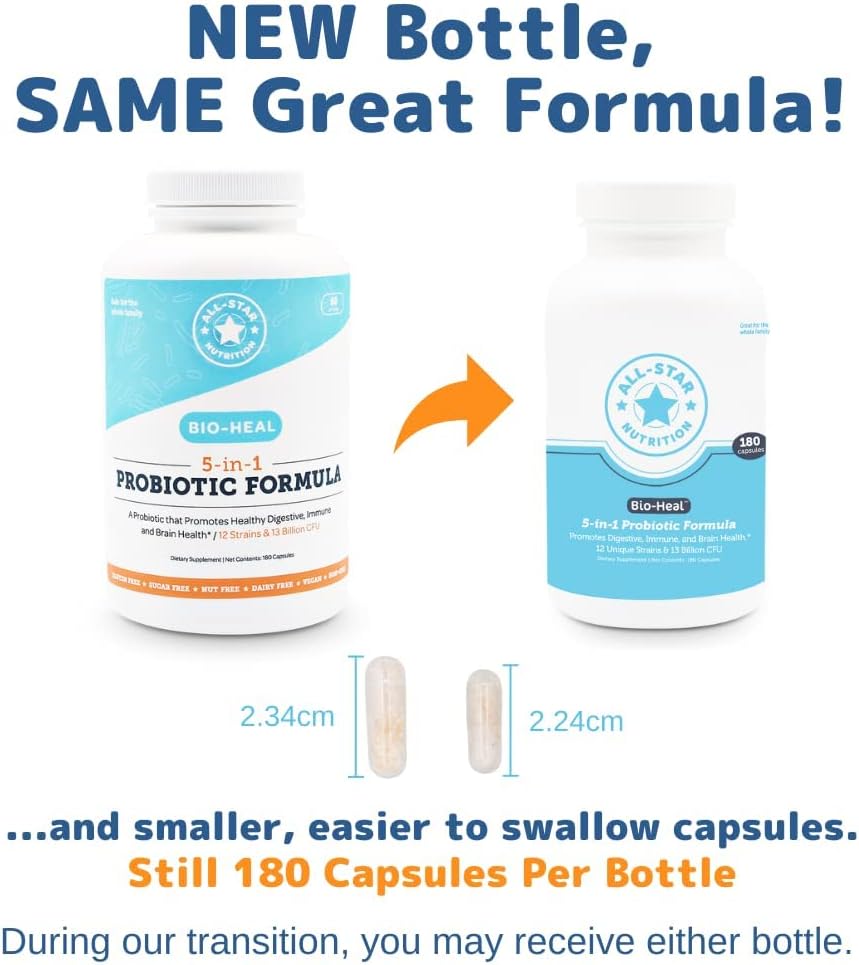Bio-Heal® Probiótico 5-en-1 - 13 Mil Millones UFC, 12 Cepas + Vitaminas y Prebióticos