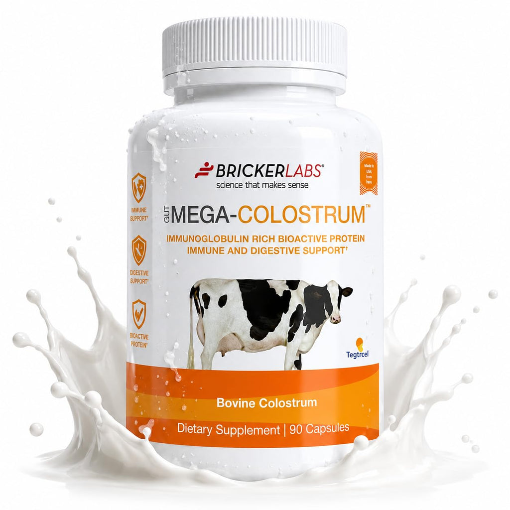 Bricker Labs Mega-Colostrum Cápsulas - Calostro Bovino 1000 mg con 40% IgG, 45 Cápsulas