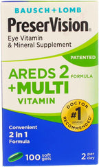 Bausch + Lomb PreserVision Suplemento Vitamínico Mineral para Ojos, 100 Cápsulas Blandas (Paquete de 2)