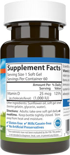 Carlson - Vitamina D3 1000 IU (25 mcg) - 60 Cápsulas Blandas