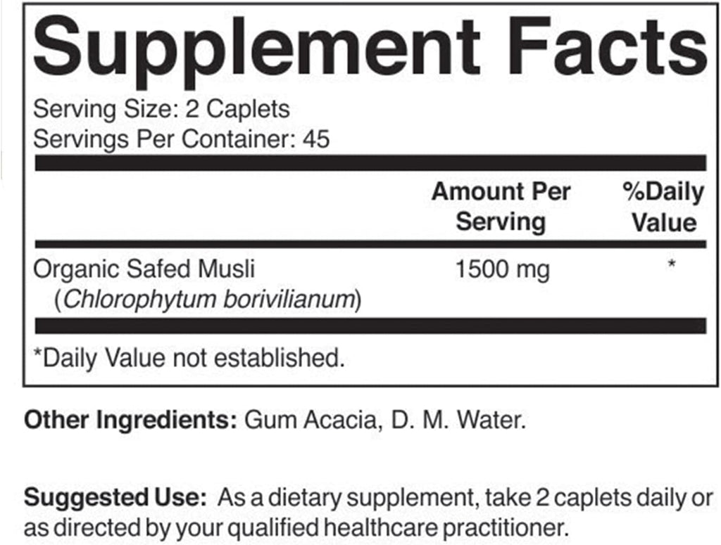 Safed Musli Orgánico 1500mg - 90 Comprimidos Vegetarianos