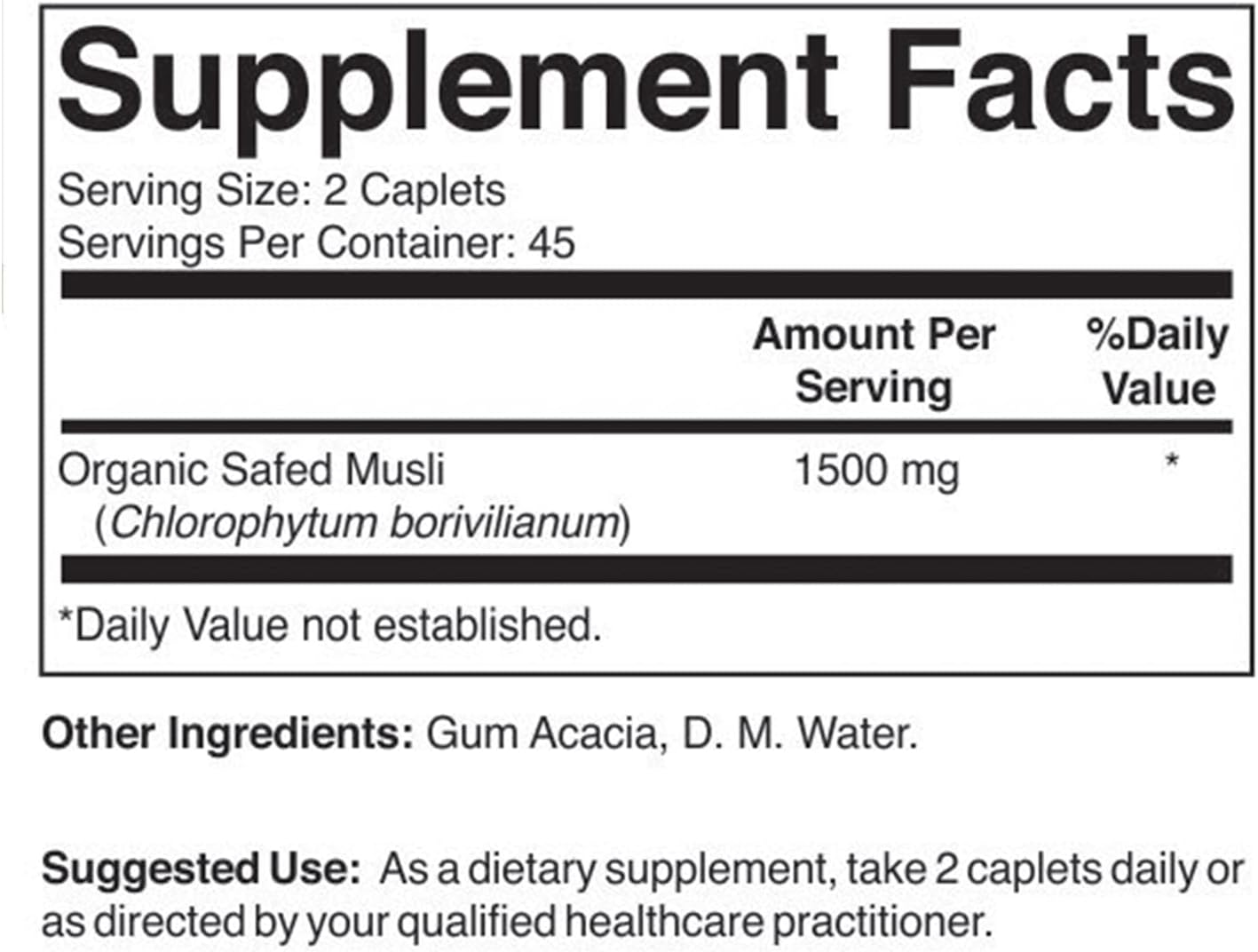 Safed Musli Orgánico 1500mg - 90 Comprimidos Vegetarianos