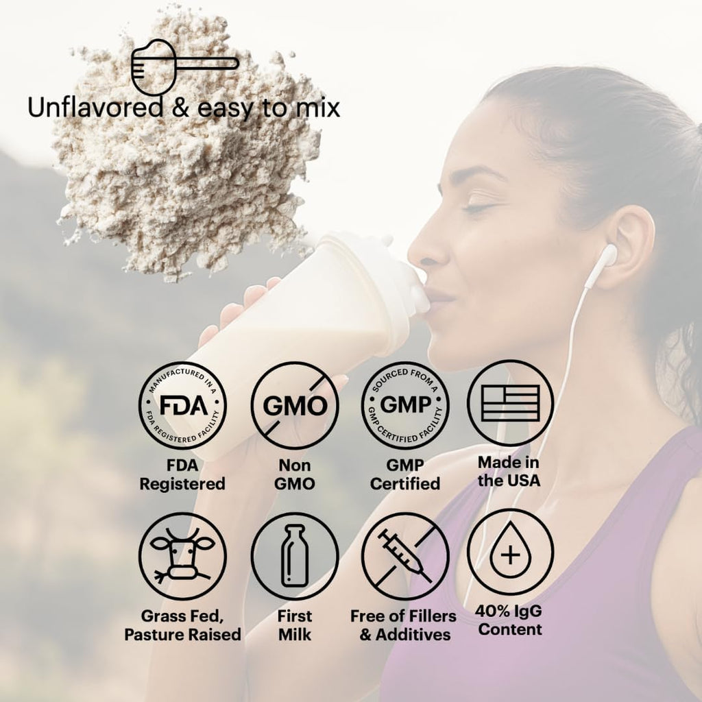 Wellthy Calostro en Polvo – Grass-Fed, 40% IgG – Apoyo Inmunitario, Salud Intestinal y Piel Radiante – 30 Dosis – Fabricado en EE.UU.