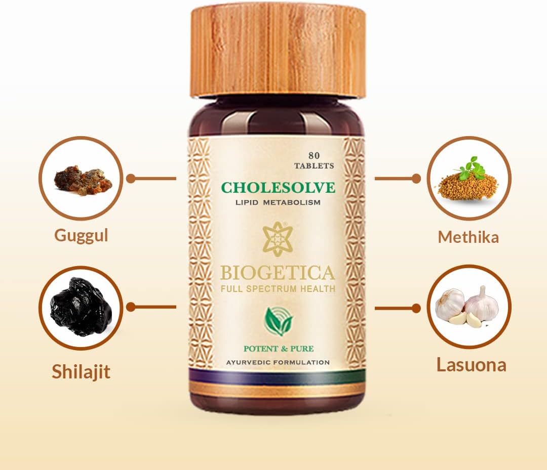 CholeSolve - Suplemento Ayurvédico para Mantener el Colesterol (Lipid Metabosilm Care) - 80 Comprimidos