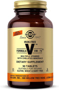 Solgar Iron-Free Formula VM-75, 90 Comprimidos - Multivitamínico con Minerales Quelados