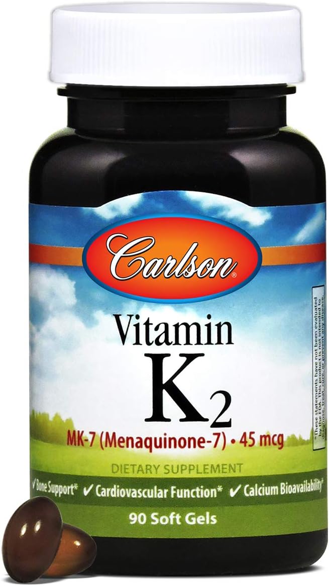 Carlson Vitamina K2 MK-7 (Menaquinona), 45 mcg, 90 Cápsulas Blandas