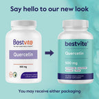 BESTVITE Quercetina 500mg (120 Cápsulas Vegetarianas) - Sin Estearatos - Sin Dióxido de Silicio - Vegano - Sin OGM - Sin Gluten