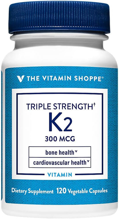 The Vitamin Shoppe Vitamina K2 MK-7 300mcg Triple Potencia - Salud Ósea y Cardiovascular | Menaquinona-7 | 60 Cápsulas – Image 3