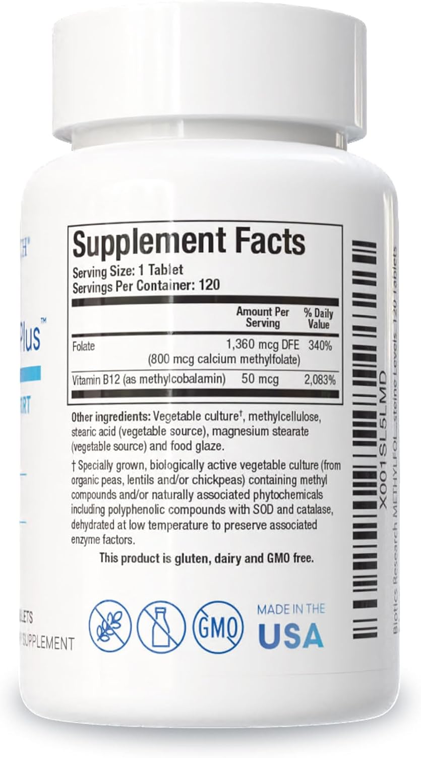 Biotics Research METHYLFOLATE Plus™ Metilfolato + B12 - 120 Comprimidos