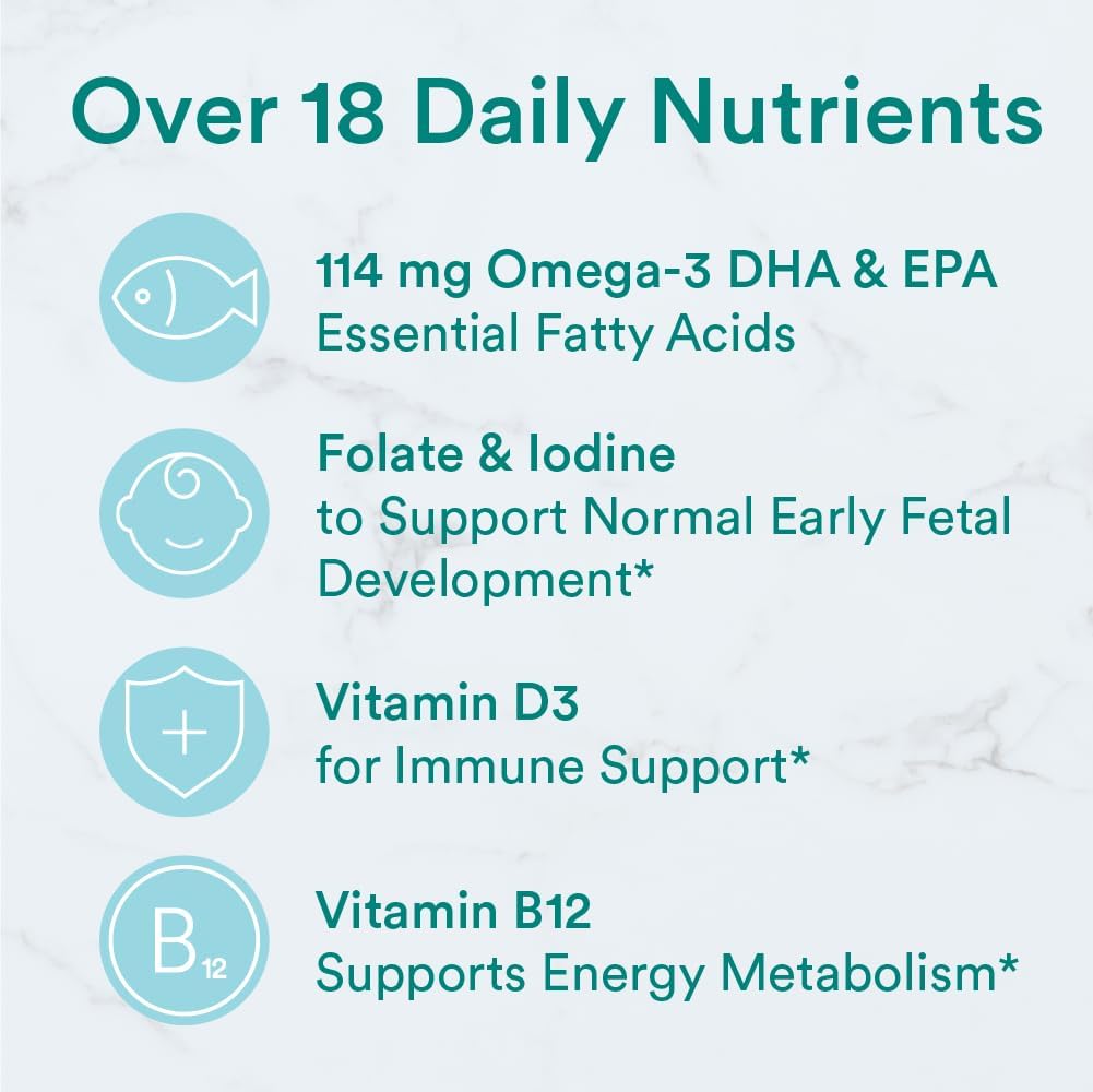 SmartyPants Vitaminas Prenatales para Mujeres, Gominolas Multivitamínicas con Omega 3 (EPA/DHA), Biotina, Metilfolato, Vitamina D3, C, B12, B6, A, K y Zinc, Inositol, 120 Gominolas (30 Días)