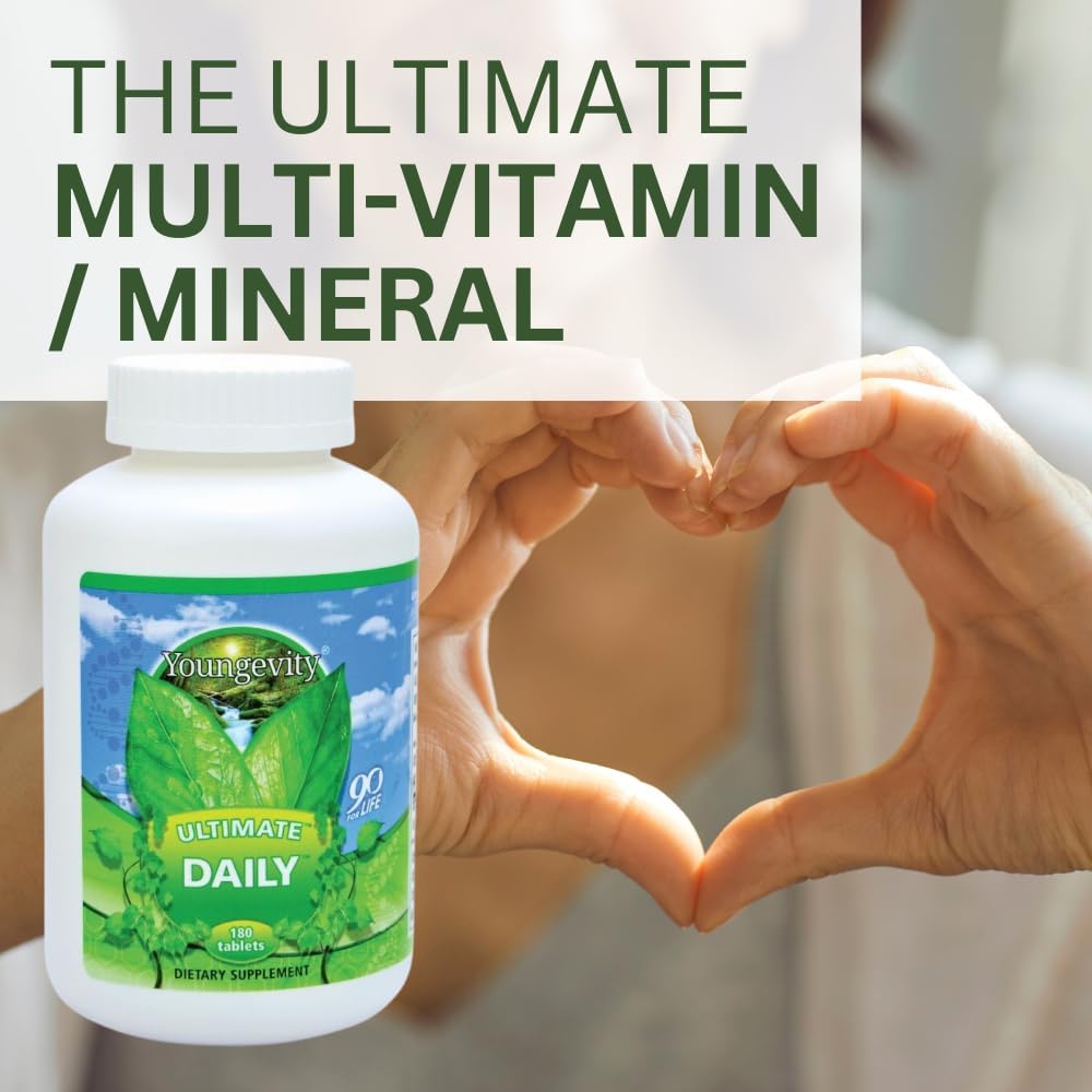 Youngevity Ultimate Daily Mega Multivitamin - 20+ Vitamins and Minerals with CoQ10 - High Absorption - 180 Tablets