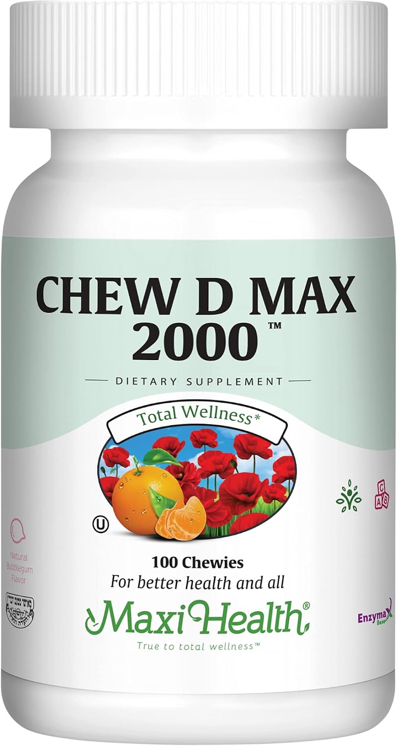 Maxi Health Vitamin D3 2000 IU Chewable - Natural Bubble Gum Flavor