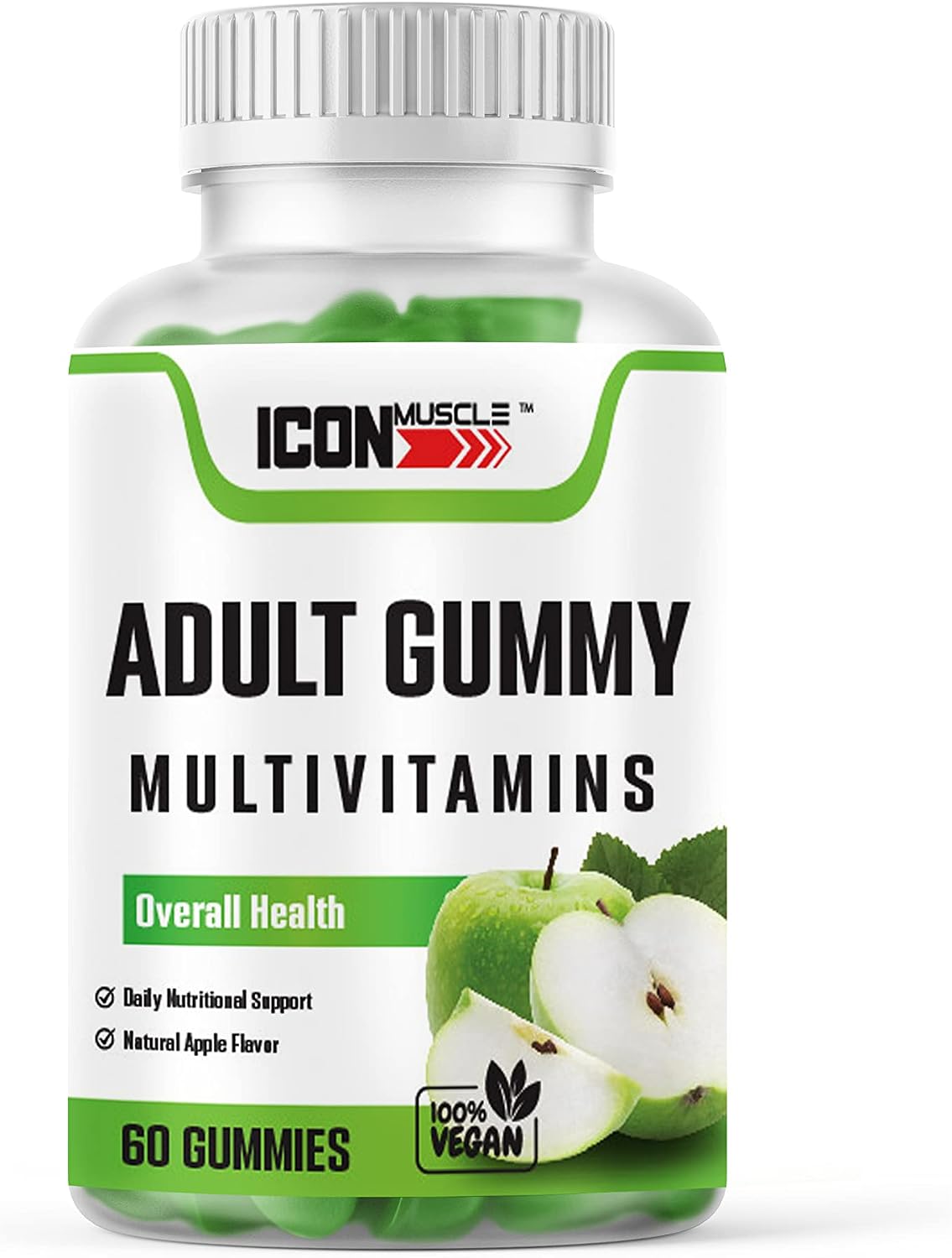 Icon Muscle Multivitamínico en Gominolas para Adultos - Sabor Manzana y Naranja - Vegano
