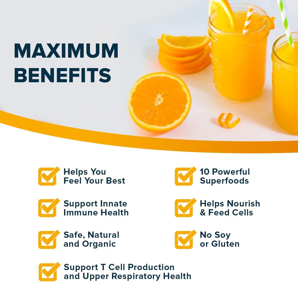 Organifi Immunity - Polvo Orgánico de Apoyo Inmunitario con Beta-Glucanos de Hongos, Vitamina C, D y Zinc - 15 Sobres Individuales