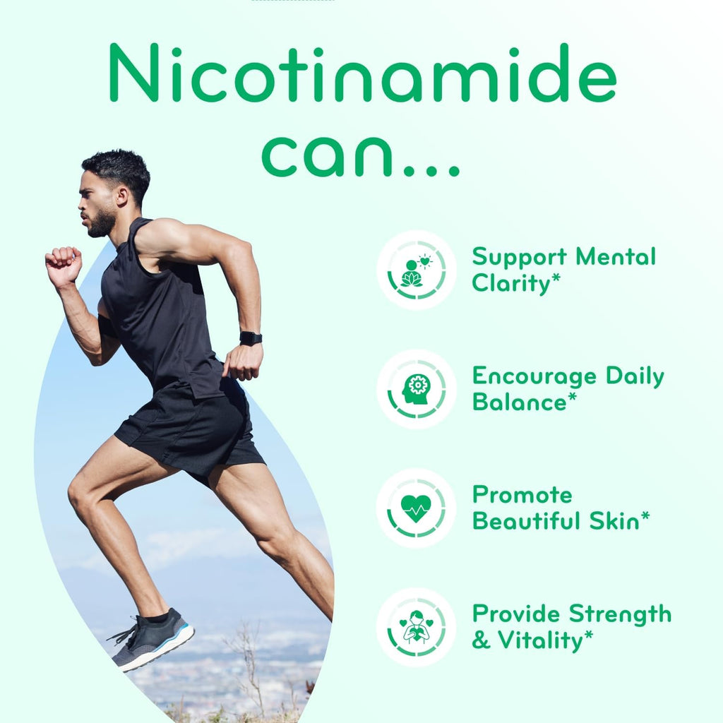 Vitamina B3 Nicotinamida 500 mg - Alta Absorción Sin Enrojecimiento - Precursor NAD+ - 360 Cápsulas