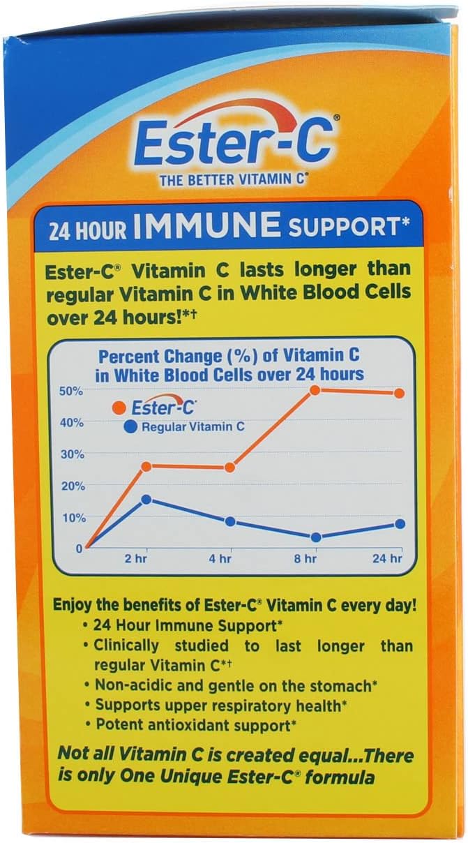 Ester-C Vitamina C, 24 Horas de Apoyo Inmunitario, Máxima Potencia, 1.000 mg, 90 Comprimidos Vegetarianos Recubiertos