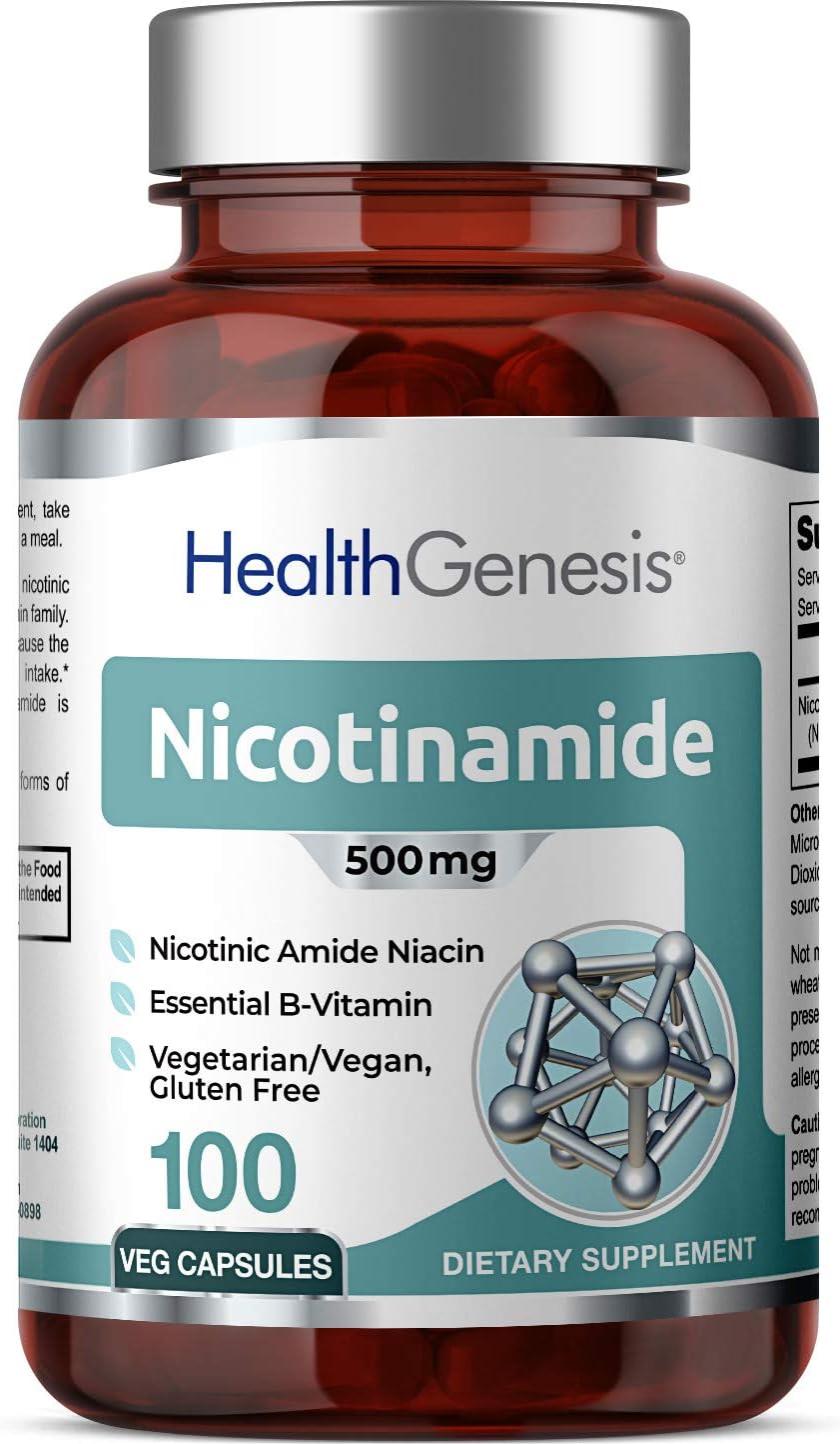 B-3 Nicotinamida 500 mg, 100 Cápsulas - Vitamina B3 Sin Rubor